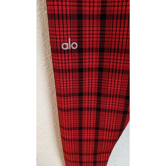 NEW! Wmn's ALO Occasion Buffalo Plaid Leggings in Scarlett Red w/Side Stripe M - Picture 13 of 16
